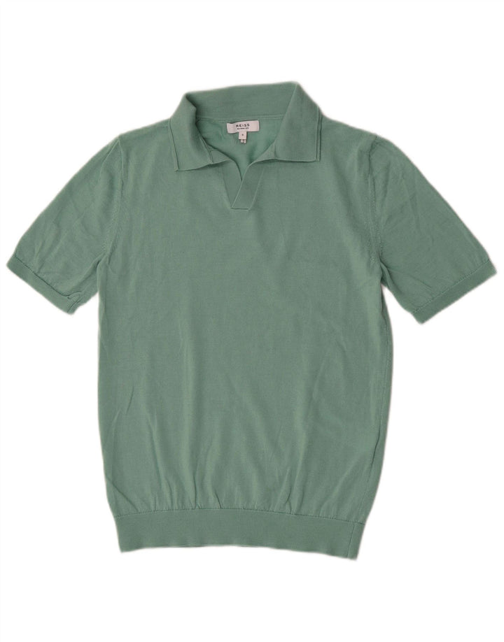 Camisa polo masculina de manga curta Reiss pequena lã verde