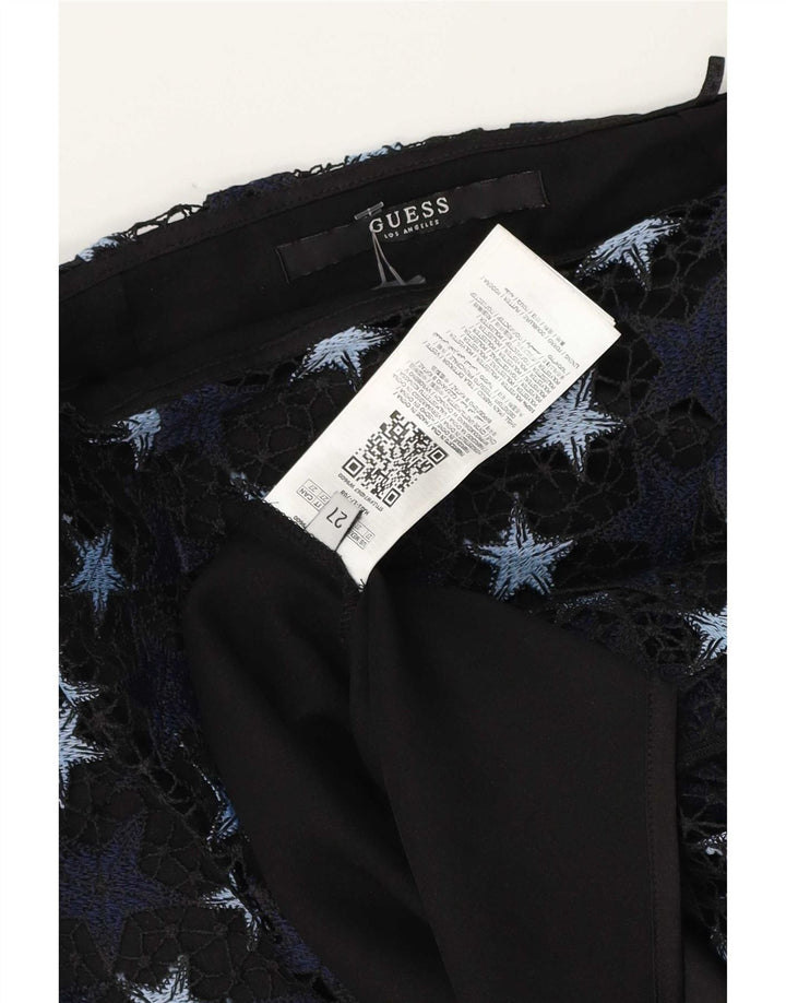Saia lápis feminina Guess W27 pequena poliéster azul marinho
