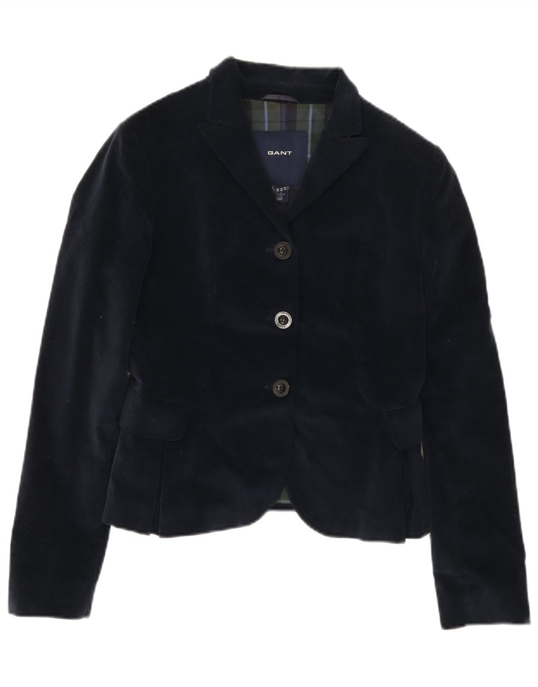 Jaqueta blazer feminina de veludo com 3 botões da Gant Reino Unido 10 algodão azul marinho pequeno