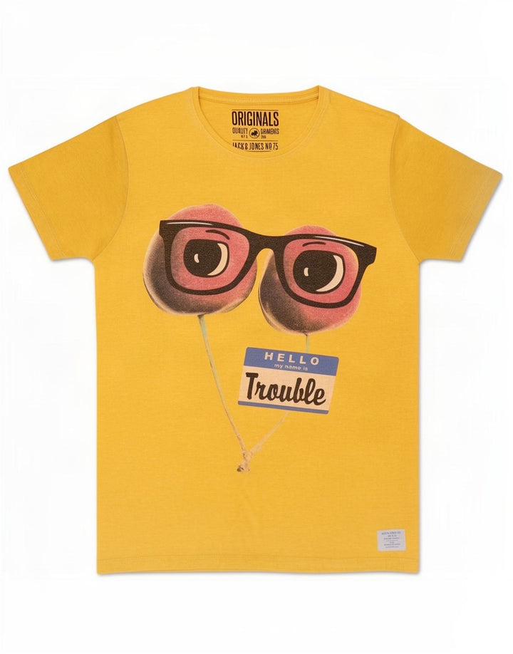 Jack & Jones Camiseta masculina gráfica Top poliéster amarelo médio