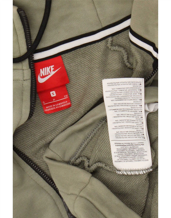 Suéter Nike masculino com capuz e zíper pequeno algodão cáqui