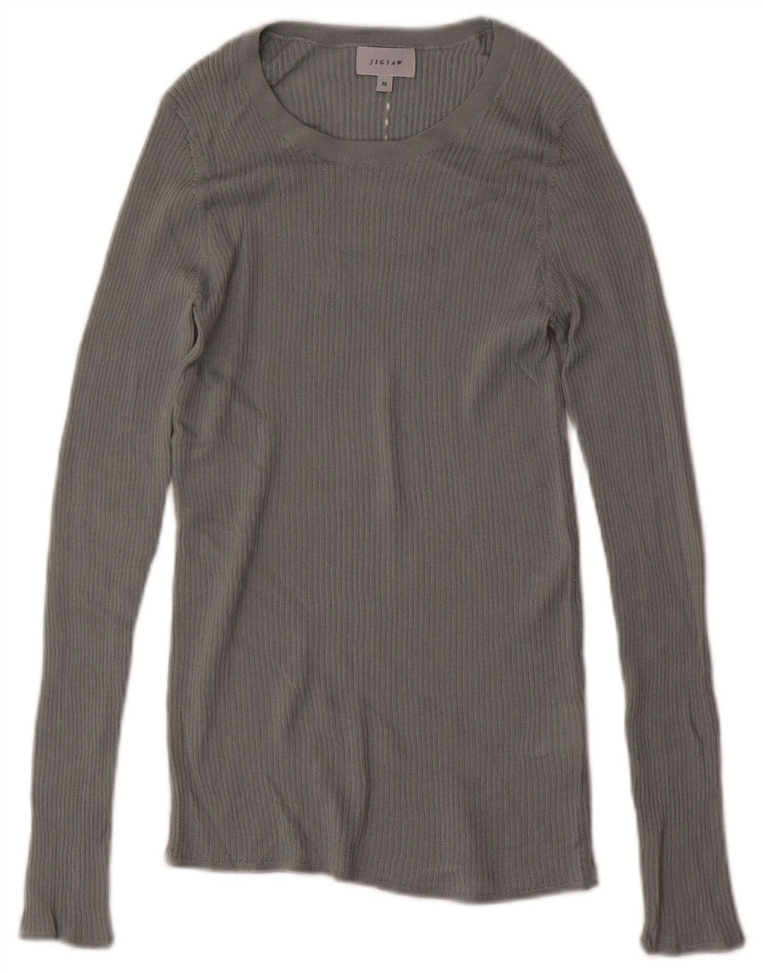 JIGSAW Suéter feminino com gola canoa Reino Unido 12 lã cinza médio