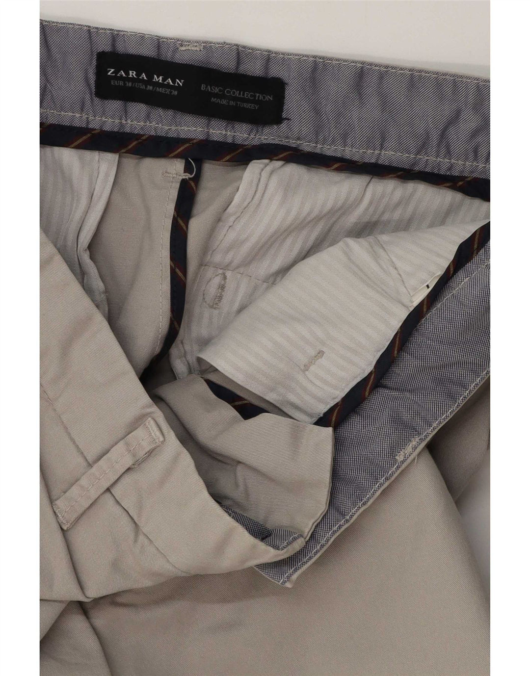 Zara Mens Slim Chino Calças EU 38 Pequeno W30 L34 Cinza