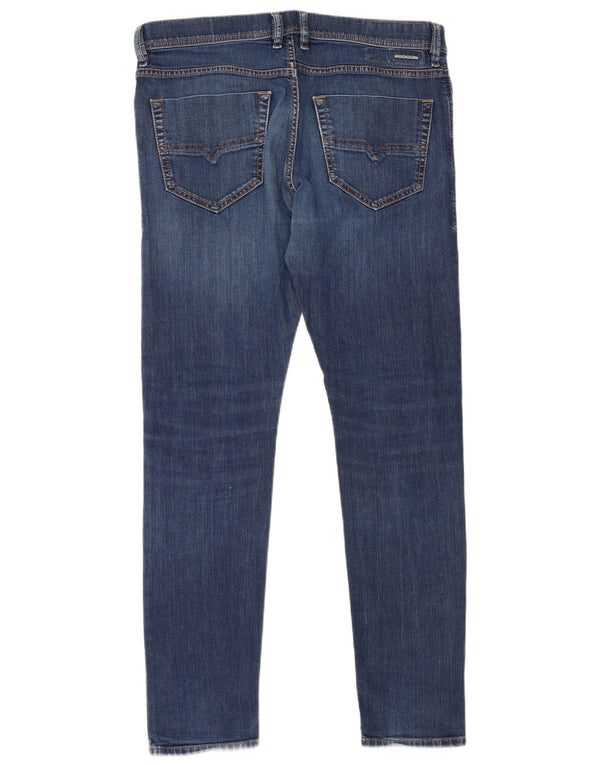 Diesel Mens Slim Jeans W34 L31 Azul Marinho Algodão