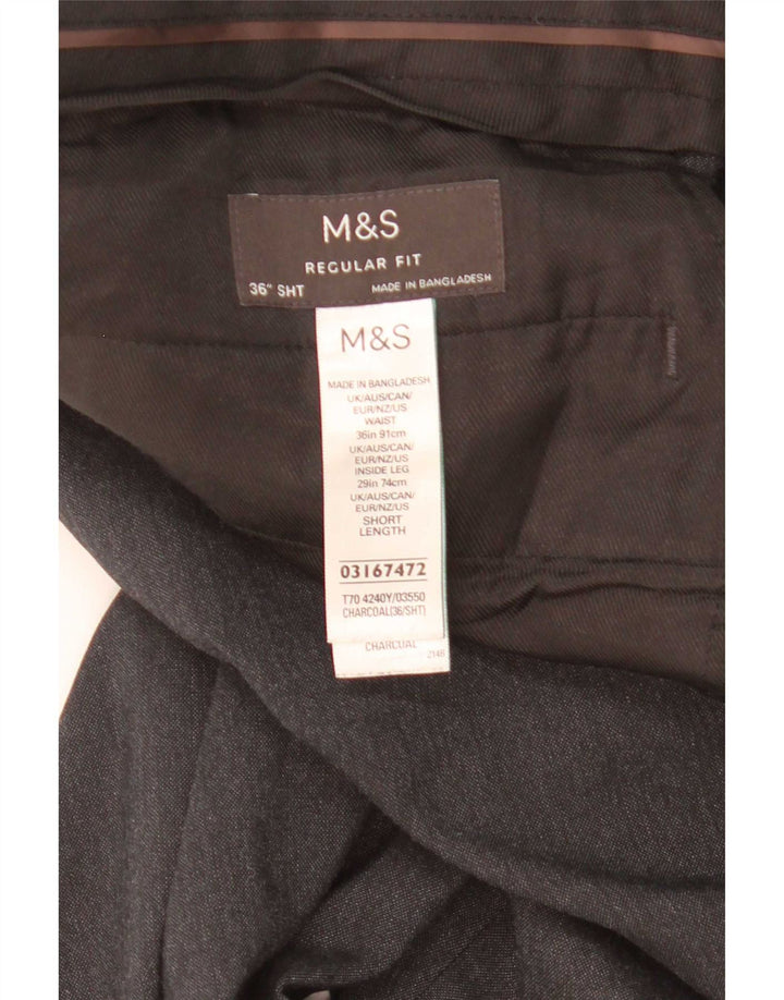 Calça chino reta masculina Marks & Spencer W36 L29 cinza manchada