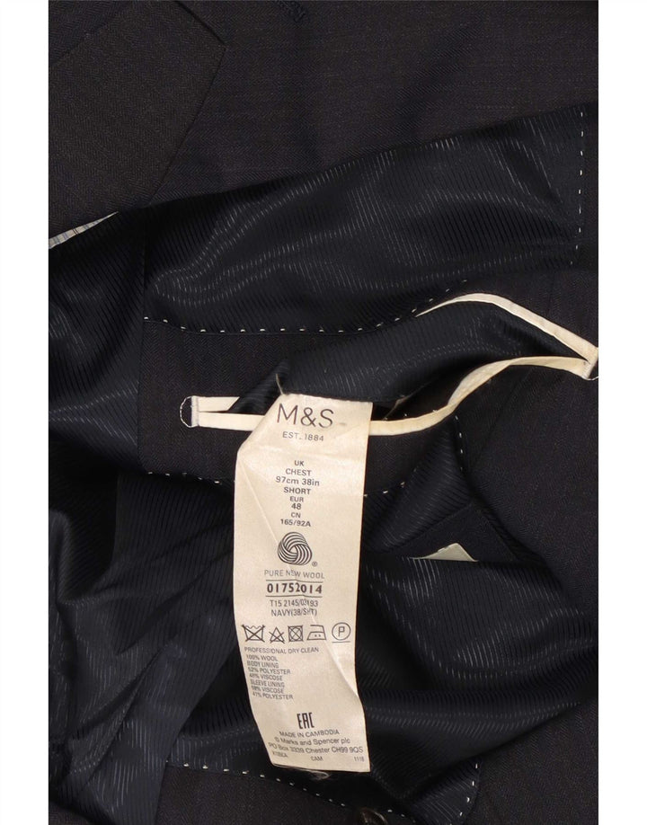 Jaqueta blazer masculina de 2 botões Marks & Spencer Reino Unido 38 lã azul marinho médio