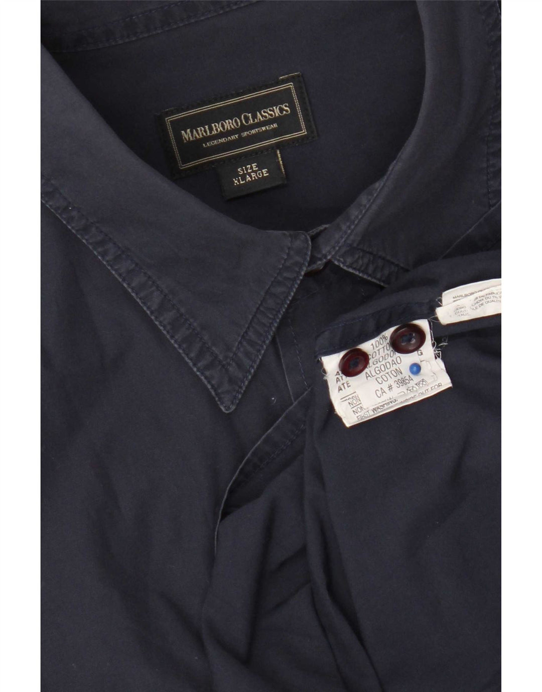 Camisa militar masculina Marlboro Classics XL azul marinho algodão