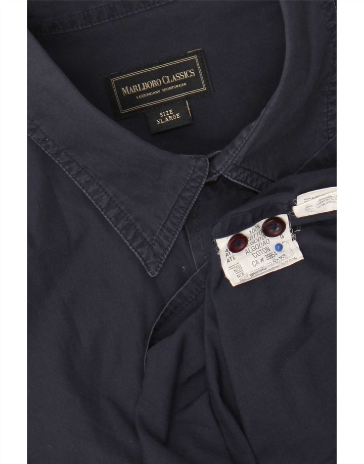 Camisa militar masculina Marlboro Classics XL azul marinho algodão