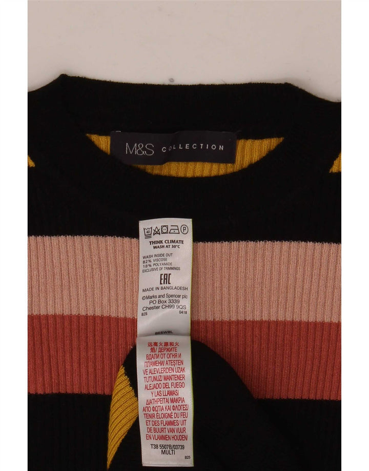 Suéter feminino Marks & Spencer com gola redonda Reino Unido 10 pequeno multicolorido