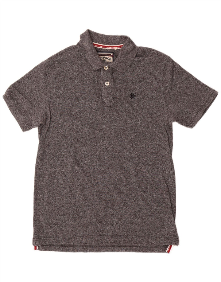 Camisa polo masculina Fat Face algodão manchado cinza médio