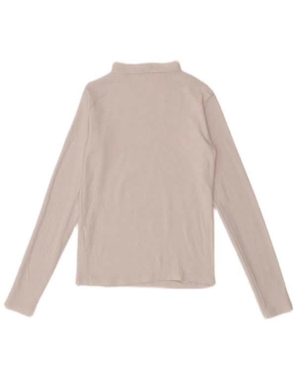 Top feminino Zara manga comprida UK 12 algodão branco médio