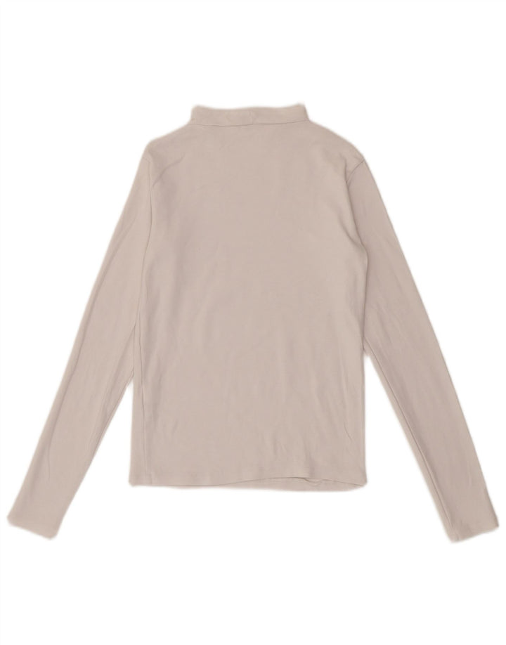 Top feminino Zara manga comprida UK 12 algodão branco médio