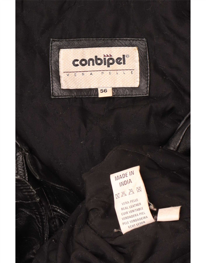 Jaqueta masculina de couro com capuz Conbipel IT 56 2XL preta