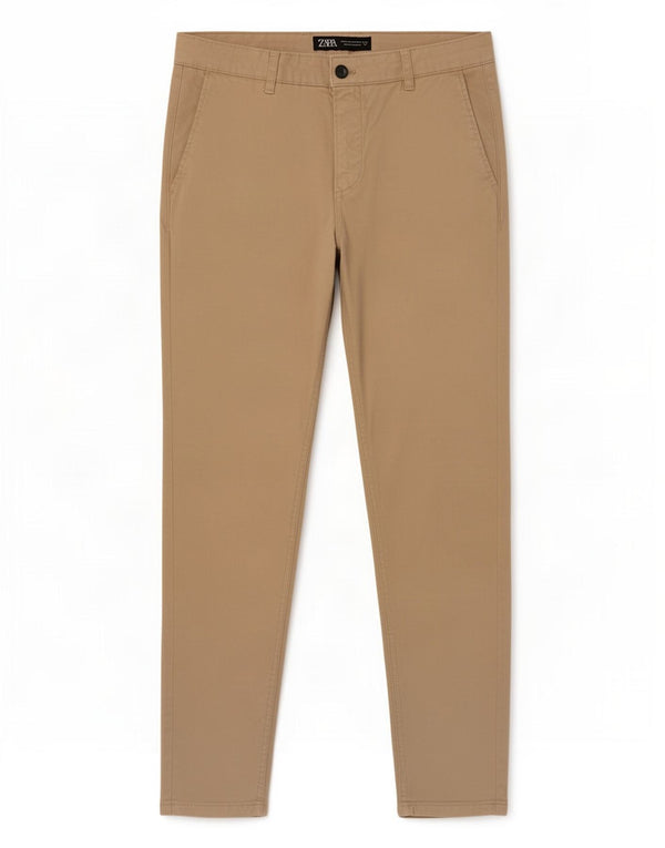 Zara Mens Skinny Chino Calças EU 42 Grande W32 L29 Algodão Bege