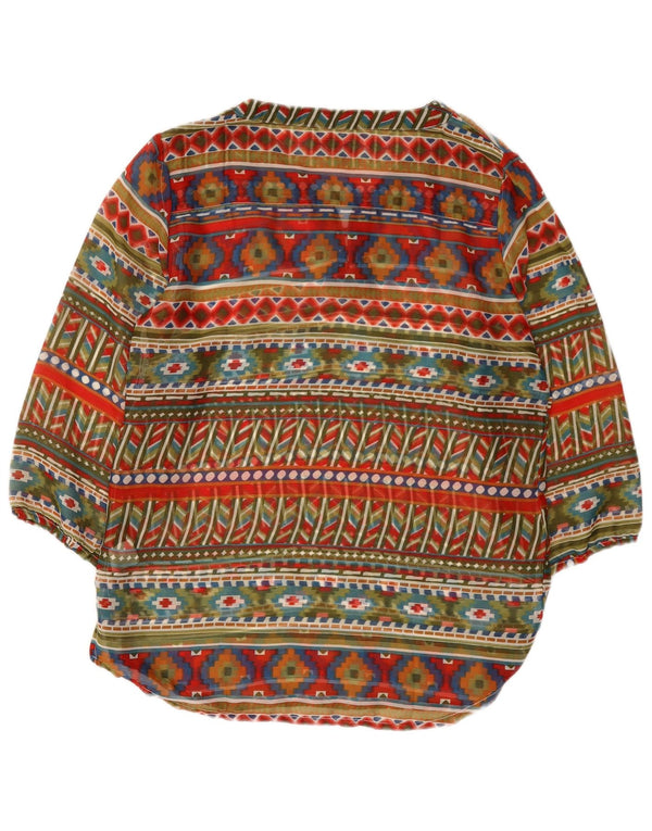 Blusa feminina vintage EU 38/40 média multicolorida geométrica