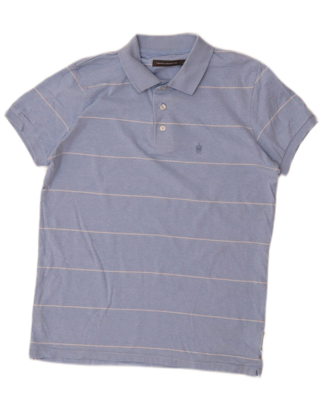 Camisa polo masculina French Connection algodão listrado azul médio