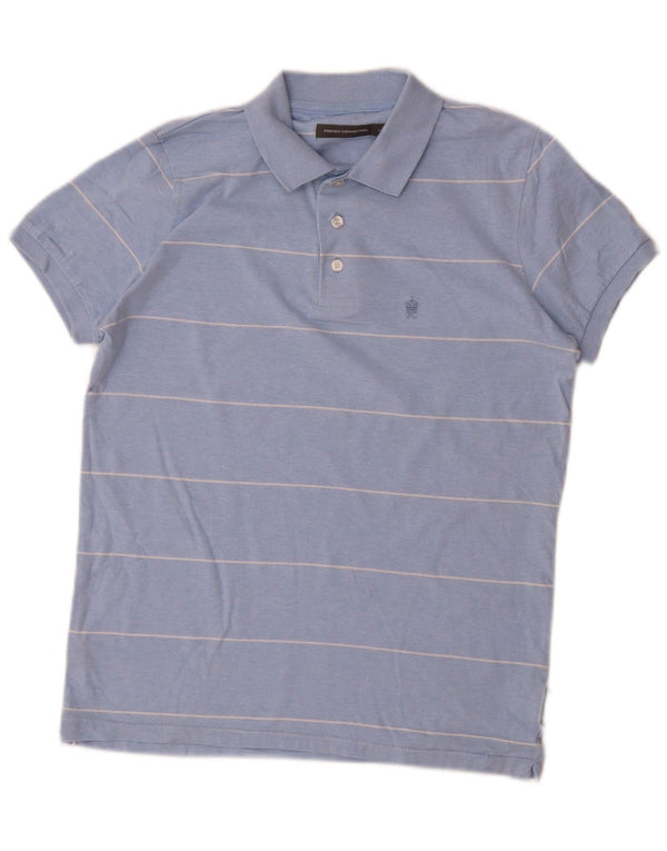 Camisa polo masculina French Connection algodão listrado azul médio