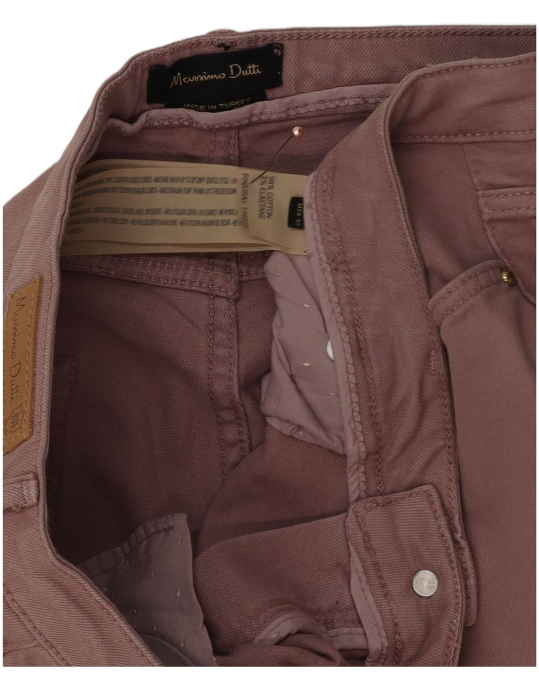 Jeans skinny feminino Massimo Dutti W32 L30 algodão rosa