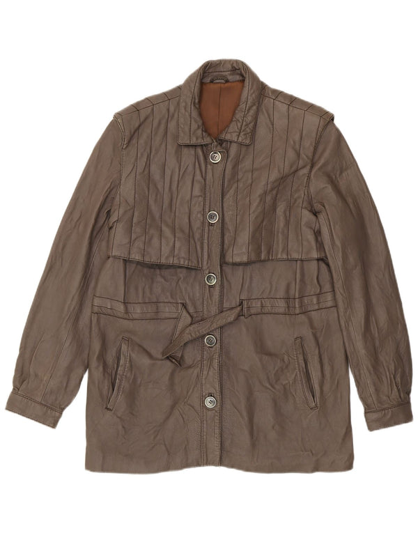Jaqueta de couro feminina vintage IT 48 XL marrom