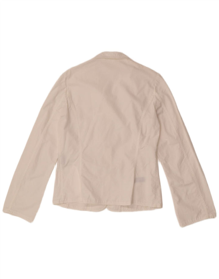 Jaqueta blazer feminina Belfe com 3 botões Reino Unido 10 algodão branco pequeno