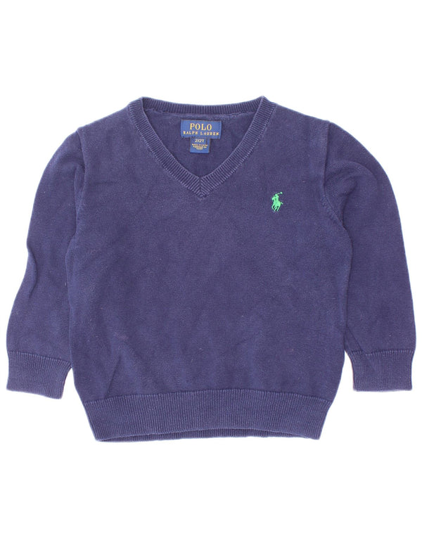 Suéter Polo Ralph Lauren para bebês meninos com decote em V 18-24 meses azul marinho