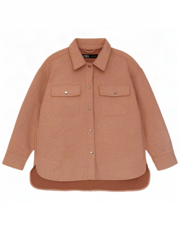 Zara Womens Shacket Oversized Jacket UK 14 Médio Rosa Poliéster