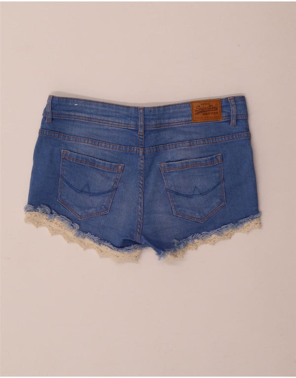 Shorts jeans feminino SUPERDRY W26 pequeno algodão azul