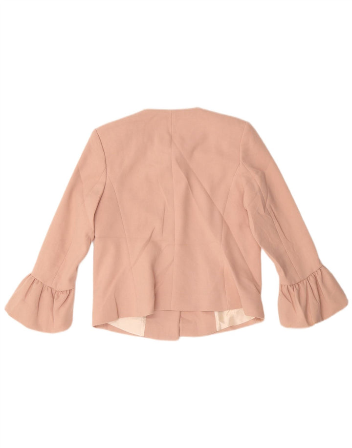 Zara Jaqueta Blazer Feminina Crop 2 Botões Reino Unido 10 Pequeno Poliéster Rosa