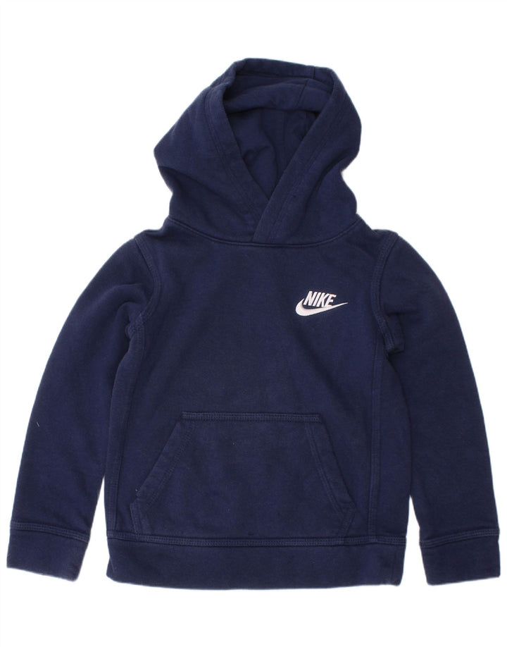 NIKE Meninos Hoodie Jumper 3-4 Anos XS Azul Marinho Algodão