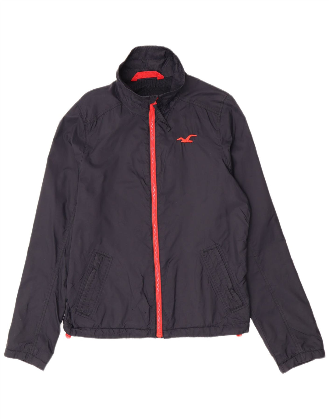 Jaqueta de chuva masculina Hollister UK 38 nylon azul marinho médio