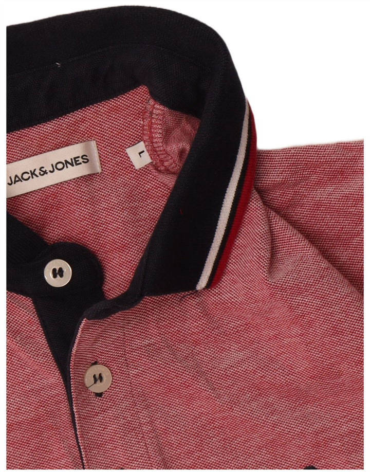 Camisa polo masculina Jack & Jones grande algodão colorblock vermelho