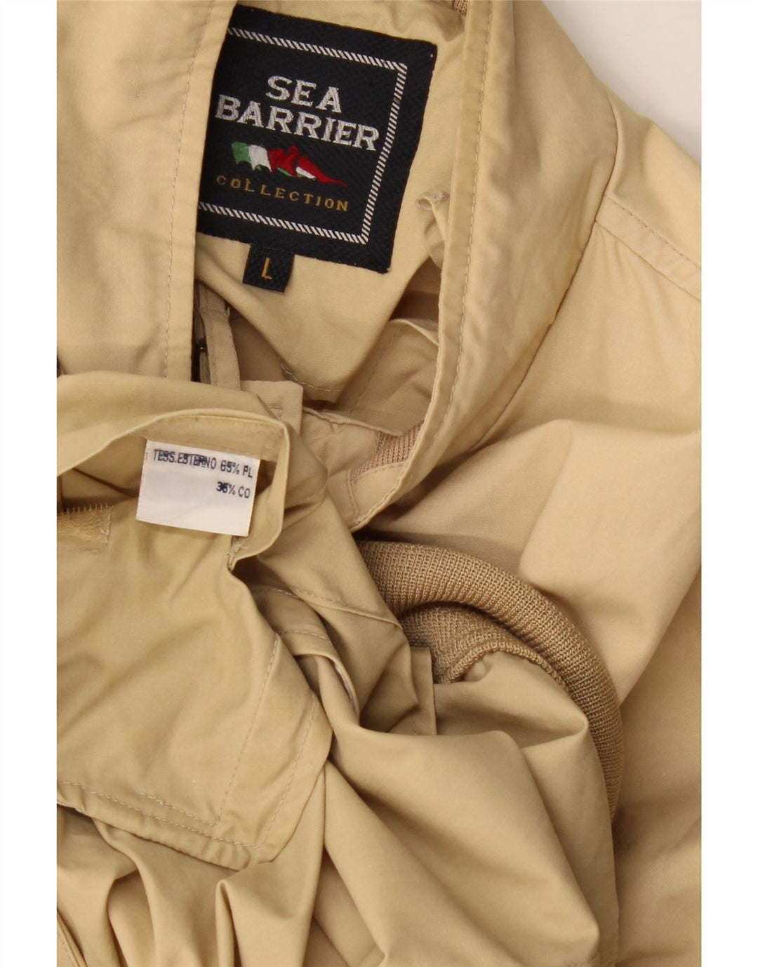 Jaqueta bomber masculina SEA BARRIER de ajuste solto Reino Unido 40 poliéster bege grande