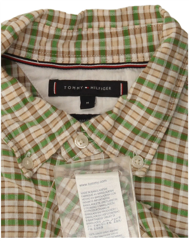 Camisa masculina de flanela Tommy Hilfiger algodão xadrez verde médio