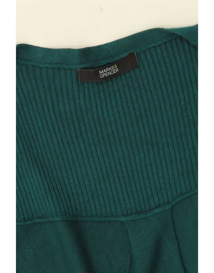 Suéter cardigã feminino sem mangas Marks & Spencer Reino Unido 12 verde médio