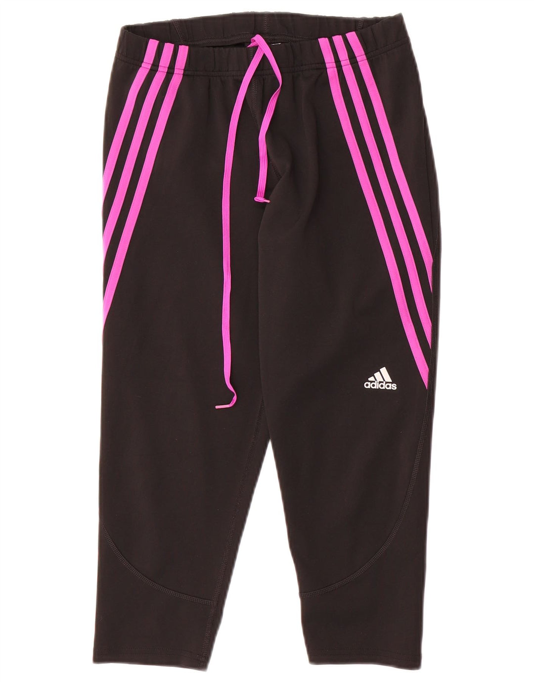 Adidas Womens Crop Tracksuit Calças Reino Unido 12/14 Médio Preto Poliéster