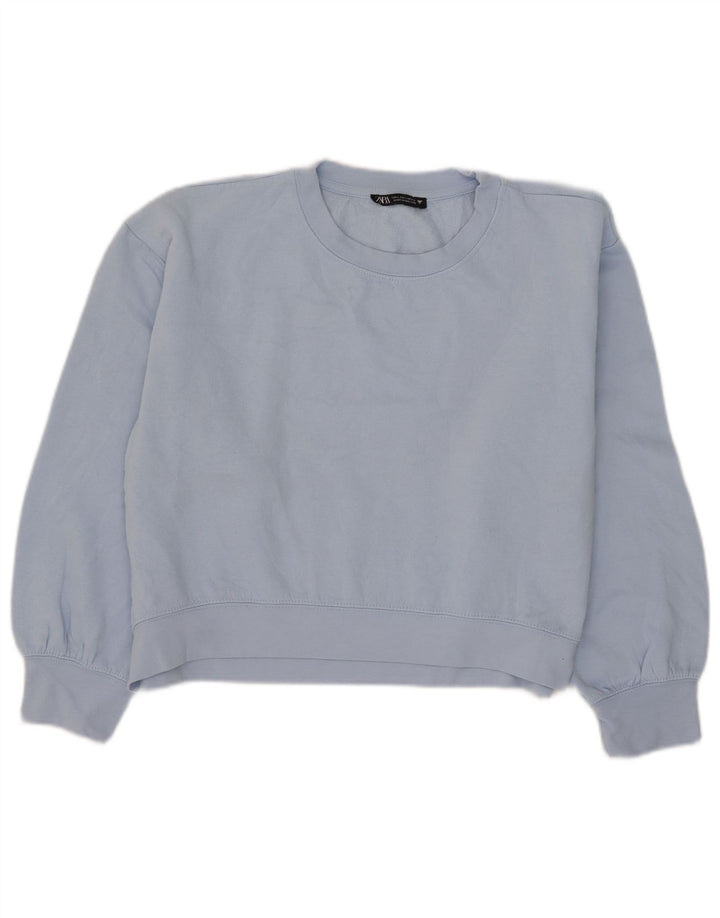 Suéter Zara feminino cropped UK 16 grande azul poliéster