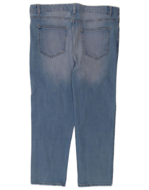 Calça jeans feminina Marks & Spencer com corte relaxado Reino Unido 12 médio W32 L23 azul