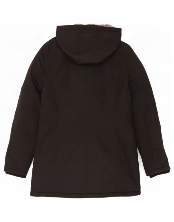 Jaqueta feminina Sherpa Parka com capuz Refrigue UK 10 poliéster preto pequeno