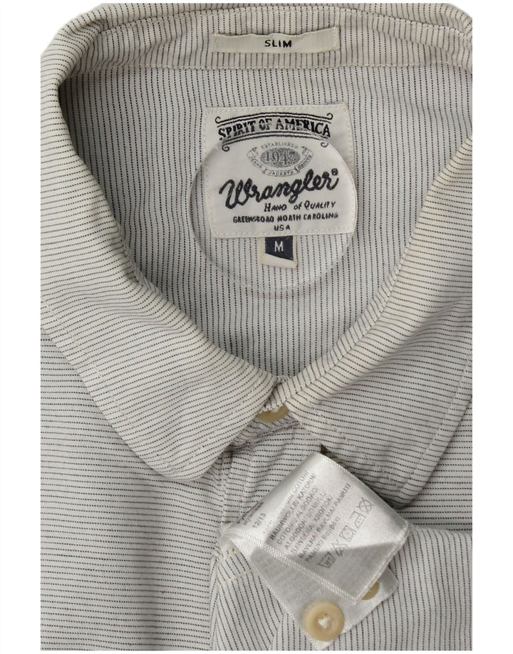 Wrangler Camisa masculina slim cinza médio algodão listrado