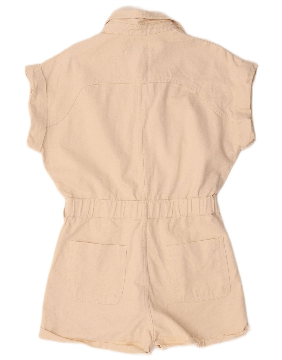 Macacão jeans feminino Zara Reino Unido 14 algodão bege médio