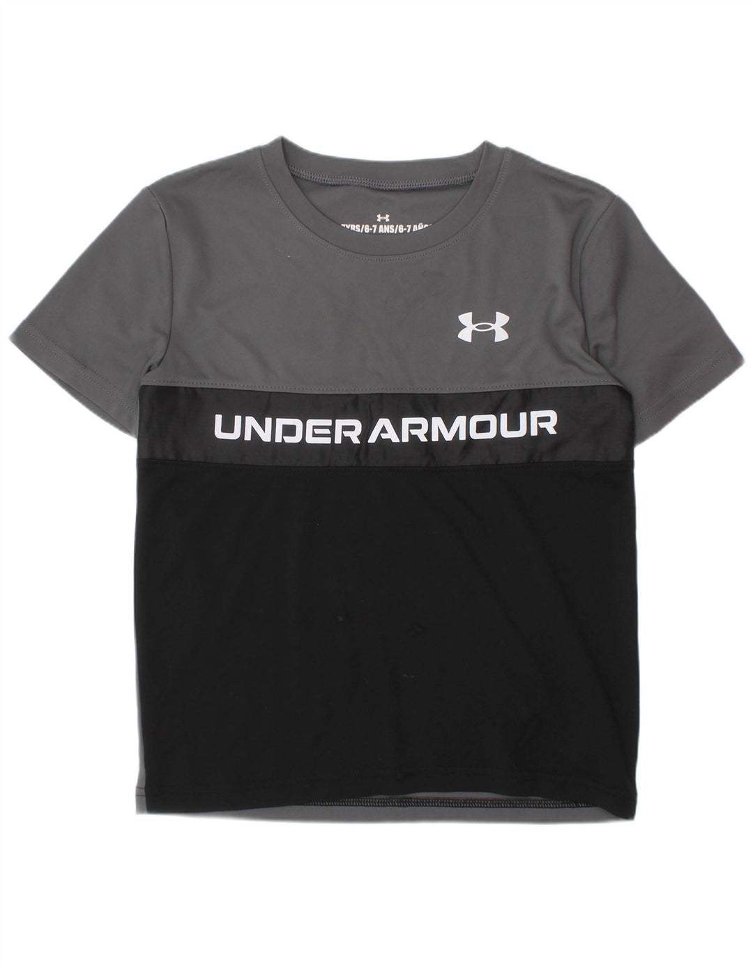 Camiseta gráfica UNDER ARMOUR para meninos 6-7 anos cinza colorblock poliéster