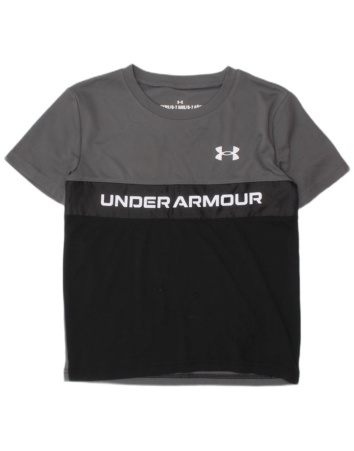 Camiseta gráfica UNDER ARMOUR para meninos 6-7 anos cinza colorblock poliéster