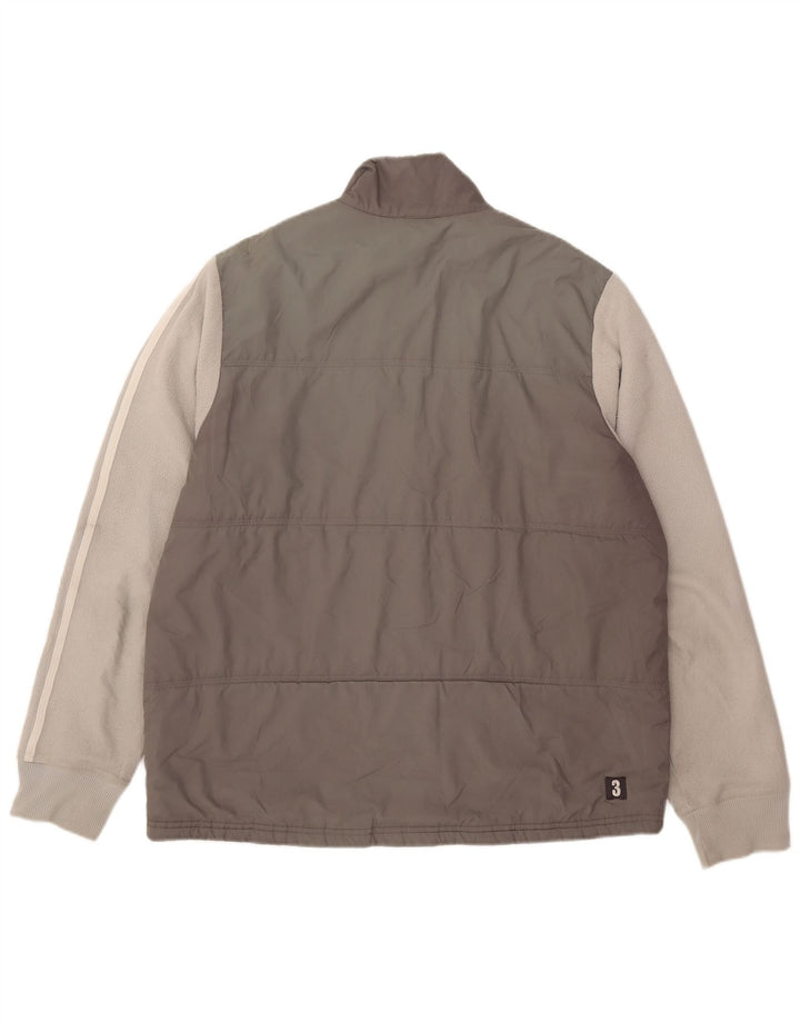 Jaqueta acolchoada masculina Adidas UK 40 grande cinza colorblock poliéster