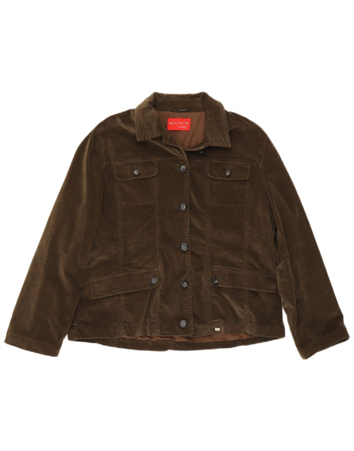 Jaqueta utilitária feminina Perte by Krizia UK 22 3XL algodão marrom