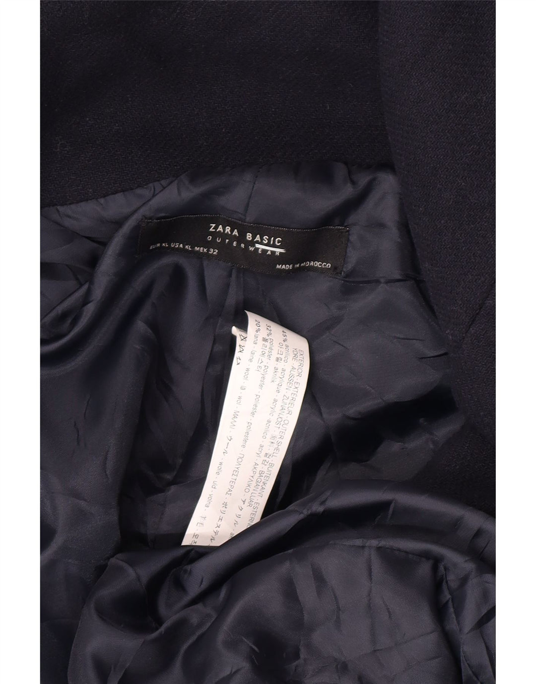 Sobretudo feminino Zara UK 18 XL azul marinho acrílico