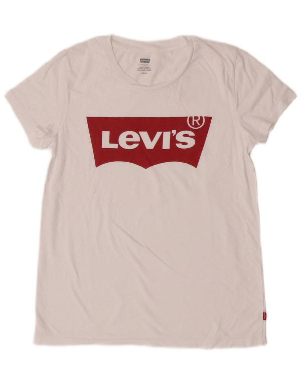 Camiseta feminina gráfica Levi's UK 10 pequena branca