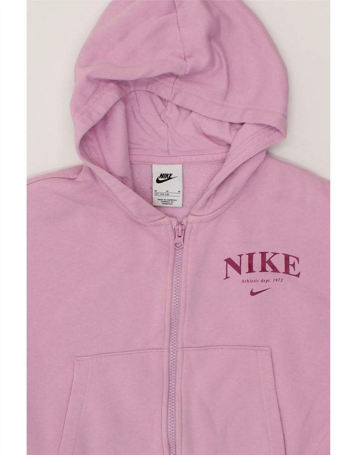 NIKE Girls Oversized Crop Zip Hoodie Sweater 10-11 Years Medium Purple Vintage Nike and Second-Hand Nike from Messina Hembry 