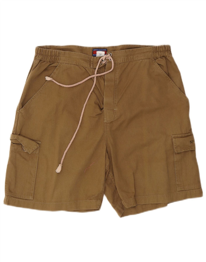Nick Taylor Mens Cargo Shorts Médio W32 Algodão Marrom