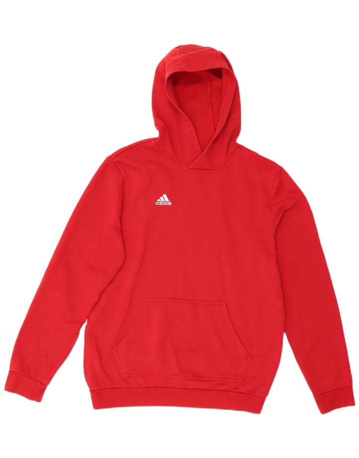 ADIDAS Meninos Hoodie Jumper 15-16 Anos Algodão Vermelho