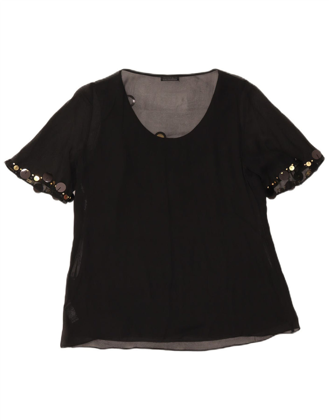 Blusa feminina de manga curta Marks & Spencer Reino Unido 14 grande preta